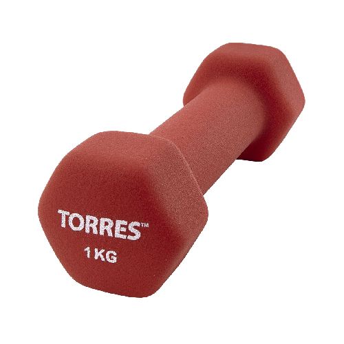Гантель металлическая TORRES в неопреновой оболочке, Вес 1 кг