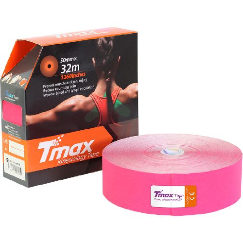 Тейп кинезиологический TMAX Extra Sticky, размер 5 см x 32 м, Цвет Розовый