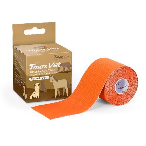 Тейп кинезиологический ветеринарный TMAX Vet, хлопок, размер 6 см x 5 м, Цвет Оранжевый
