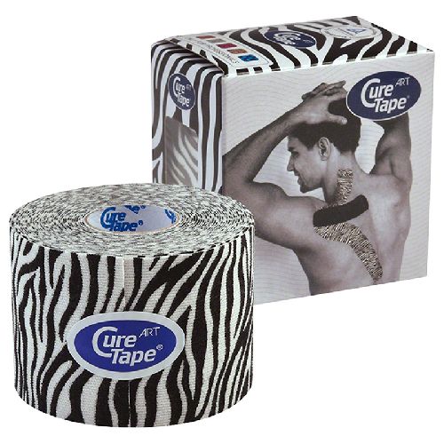 Тейп кинезиологический CURETAPE Art, размер 5 см x 5 м, Цвет Бело-черный