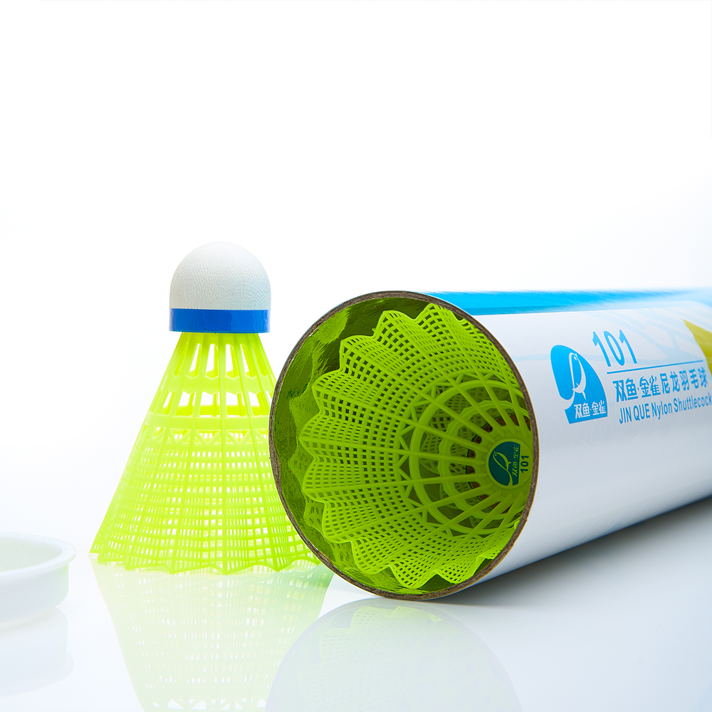 Воланы для бадминтона DOUBLE FISH JINQUE 101y, нейлон/пробка, 6 шт., Цвет Желтый