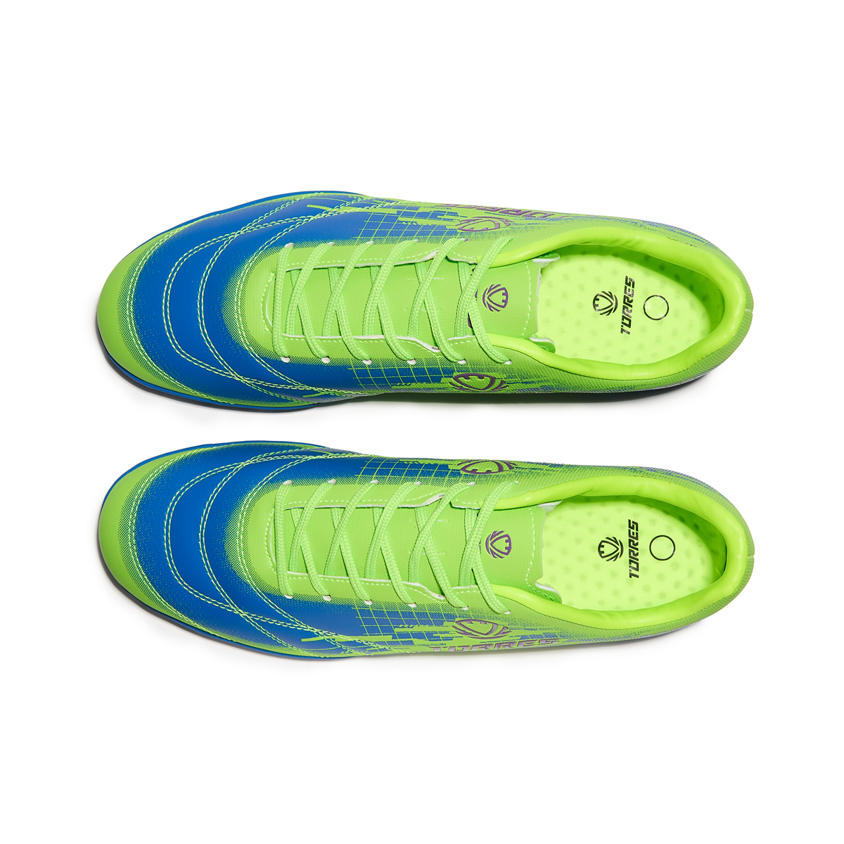 Бутсы футбольные (многошиповки) TORRES COPA-J, Размер 34, Цвет Салатовый/Синий