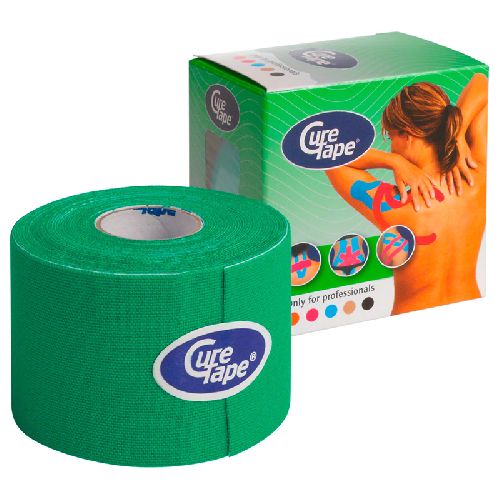 Тейп кинезиологический CURETAPE, размер 5 см x 5 м, Цвет Зеленый