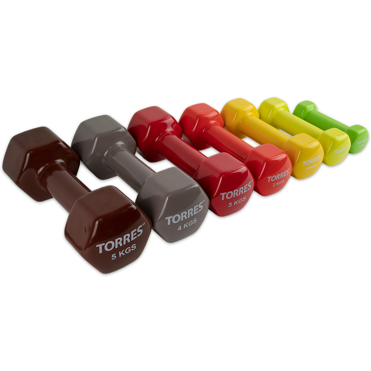 Гантель металлическая TORRES в виниловой оболочке, Вес 0,5 кг