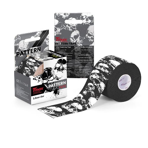 Тейп кинезиологический TMAX Pattern, размер 5 см x 5 м, Цвет Черно-белый