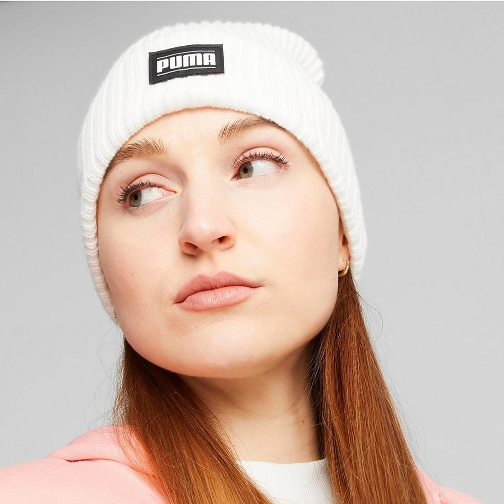 Шапка PUMA Ribbed Classic Cuff Beanie, Цвет Белый