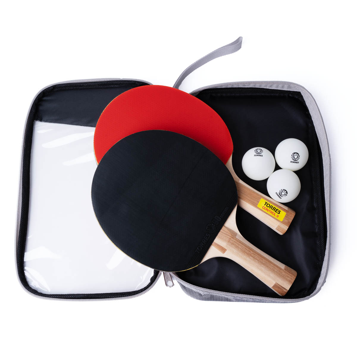 Набор для настольного тенниса TORRES Control 9, 2 ракетки и 3 мяча, сумка-чехол