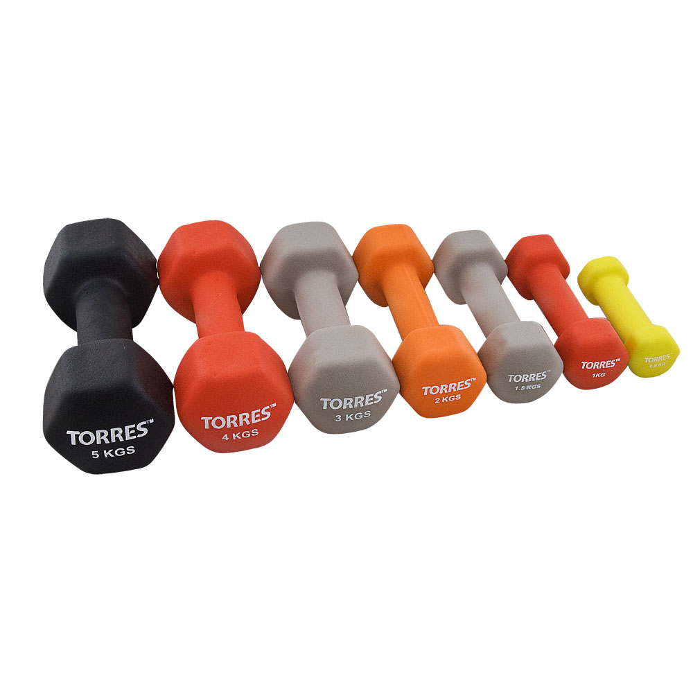 Гантель металлическая TORRES в неопреновой оболочке, Вес 3 кг