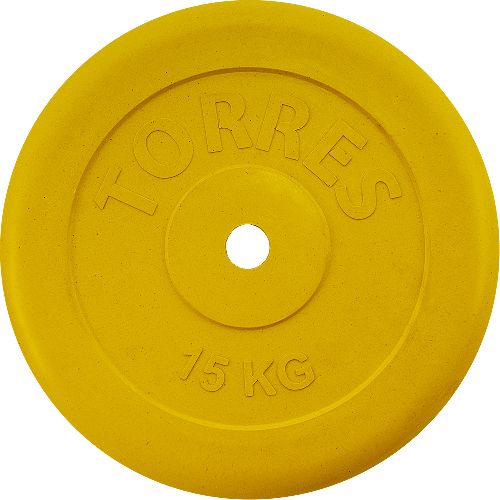 Диск обрезиненный TORRES вес 15 кг, диаметр 26 мм