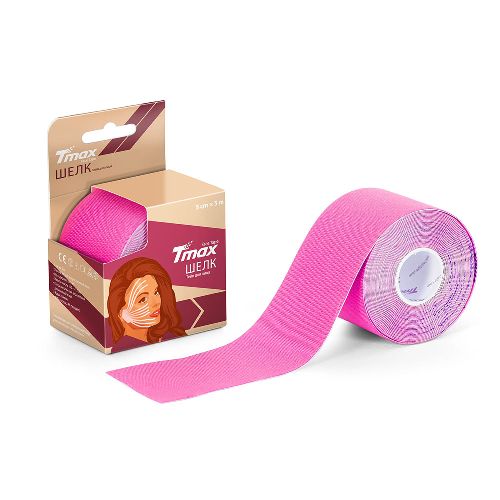 Тейп кинезиологический для лица TMAX Beauty Tape, вискоза, размер 5см x 5м, Цвет Розовый
