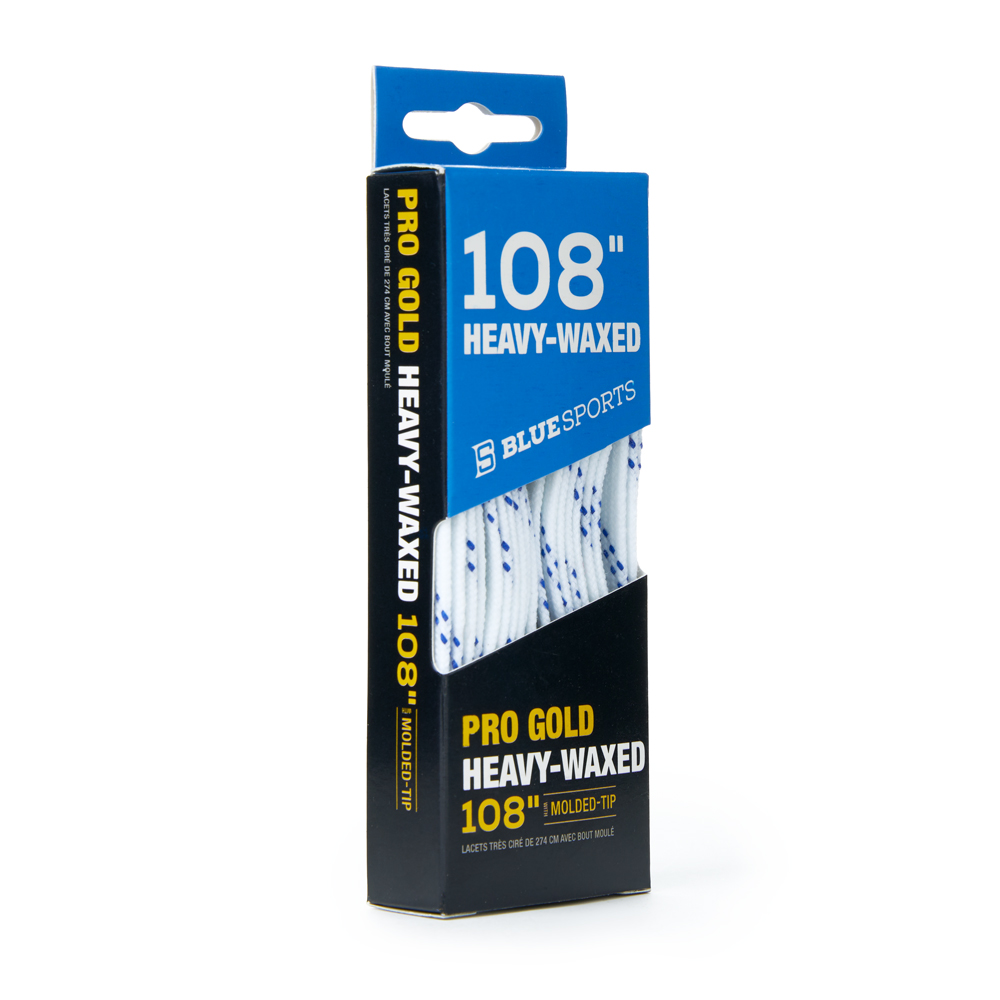 Шнурки для коньков Blue Sports Pro Gold Heavy Waxed, Размер 274см, Цвет Бело-голубой