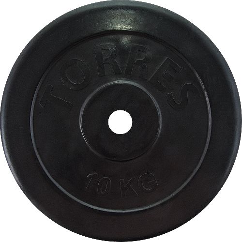 Диск обрезиненный TORRES PL507110, вес 10кг., диаметр 25мм.