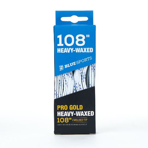 Шнурки для коньков Blue Sports Pro Gold Heavy Waxed, Размер 274см, Цвет Бело-голубой