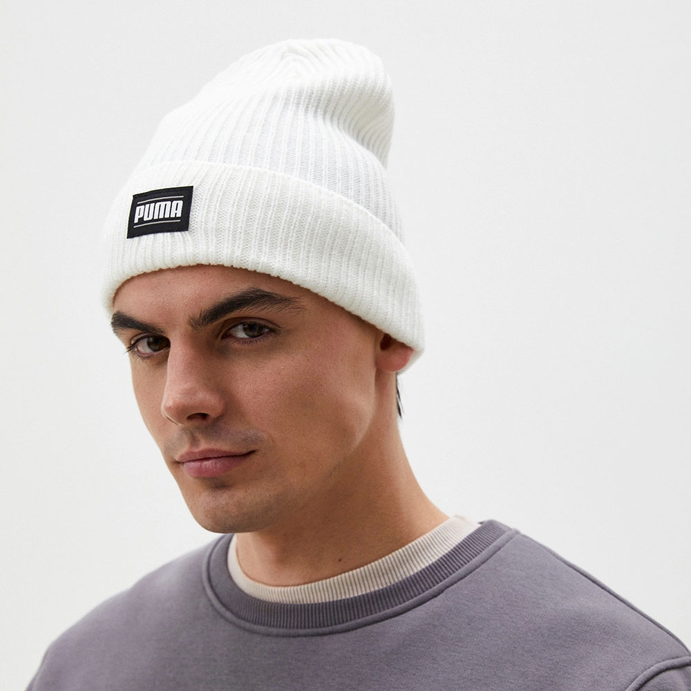 Шапка PUMA Ribbed Classic Cuff Beanie, Цвет Белый