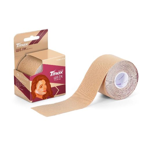 Тейп кинезиологический для лица TMAX Beauty Tape, вискоза, размер 5см x 5м, Цвет Бежевый