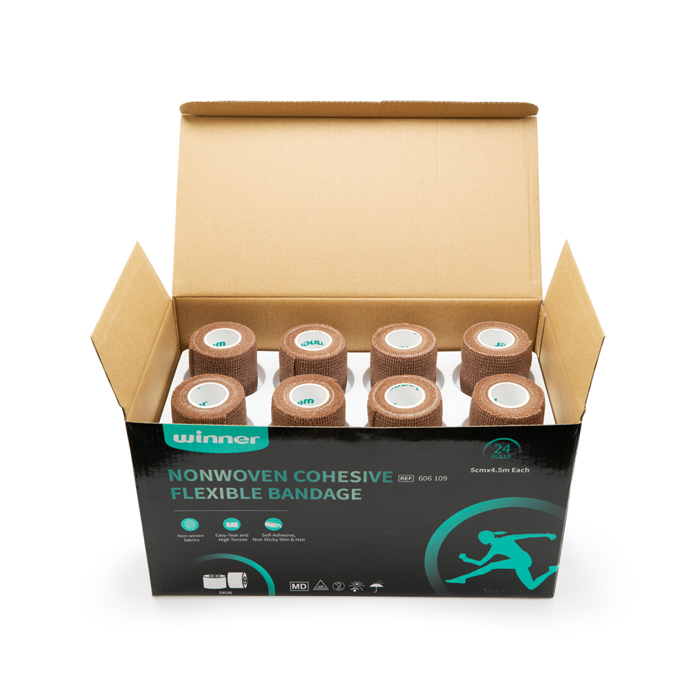 Тейп спортивный WINNER нетканный, когезивный 5 см*4,5 м, 24 шт