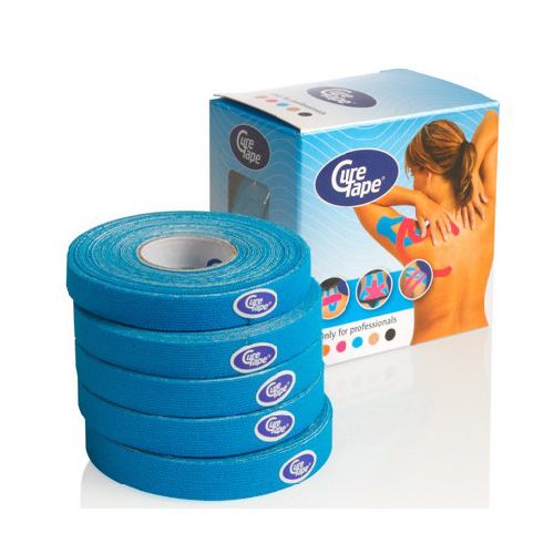 Тейп кинезиологический CURETAPE Blue, размер 1 см x 5 м, 5 шт в упаковке,  голубой, Цвет Голубой