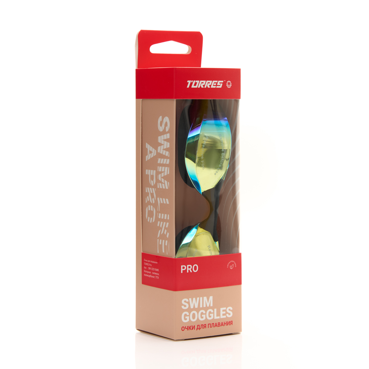 Очки для плавания TORRES Pro, Цвет очков/линз Черный/Зеркальный