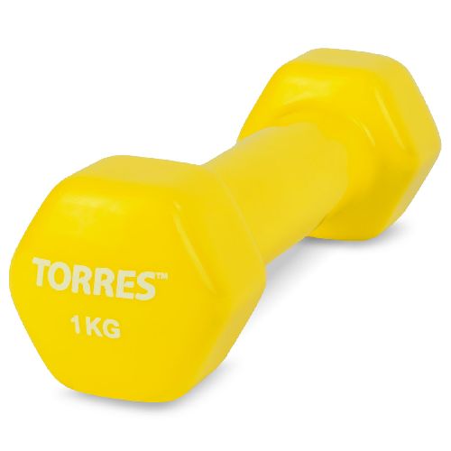 Гантель металлическая TORRES в виниловой оболочке, Вес 1 кг