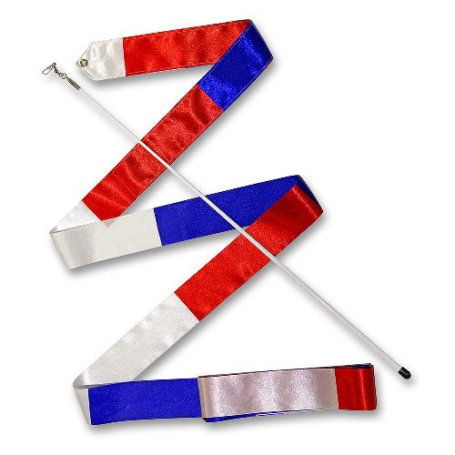 Лента гимнастическая с палочкой INDIGO 56см ТРИКОЛОР, длина 4м