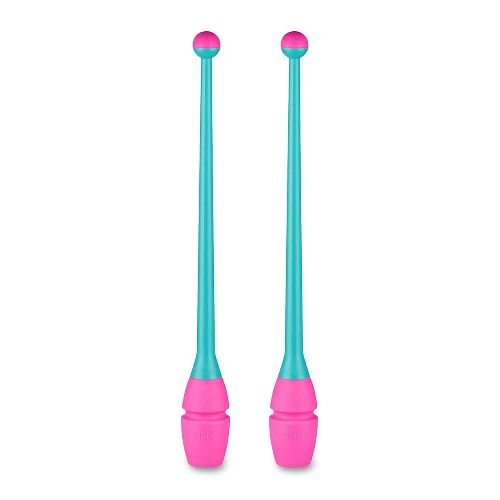 Булавы для художественной гимнастики INDIGO IN017, Размер 36 см, Цвет Бирюзово-розовый