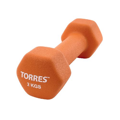 Гантель металлическая TORRES в неопреновой оболочке, Вес 2 кг