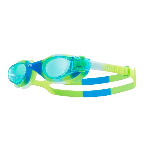 Очки для плавания TYR Vesi Tie Dye Junior, подростковые, Цвет очков/линз Лайм-голубой/Голубой