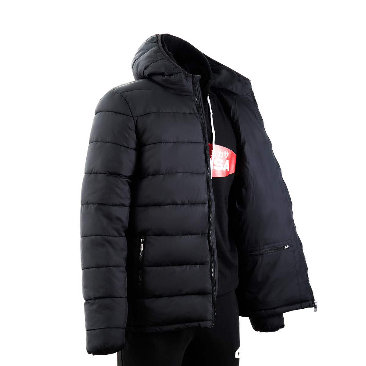 Куртка утепленная с капюшоном мужская, Размер 3xl, Цвет Черный