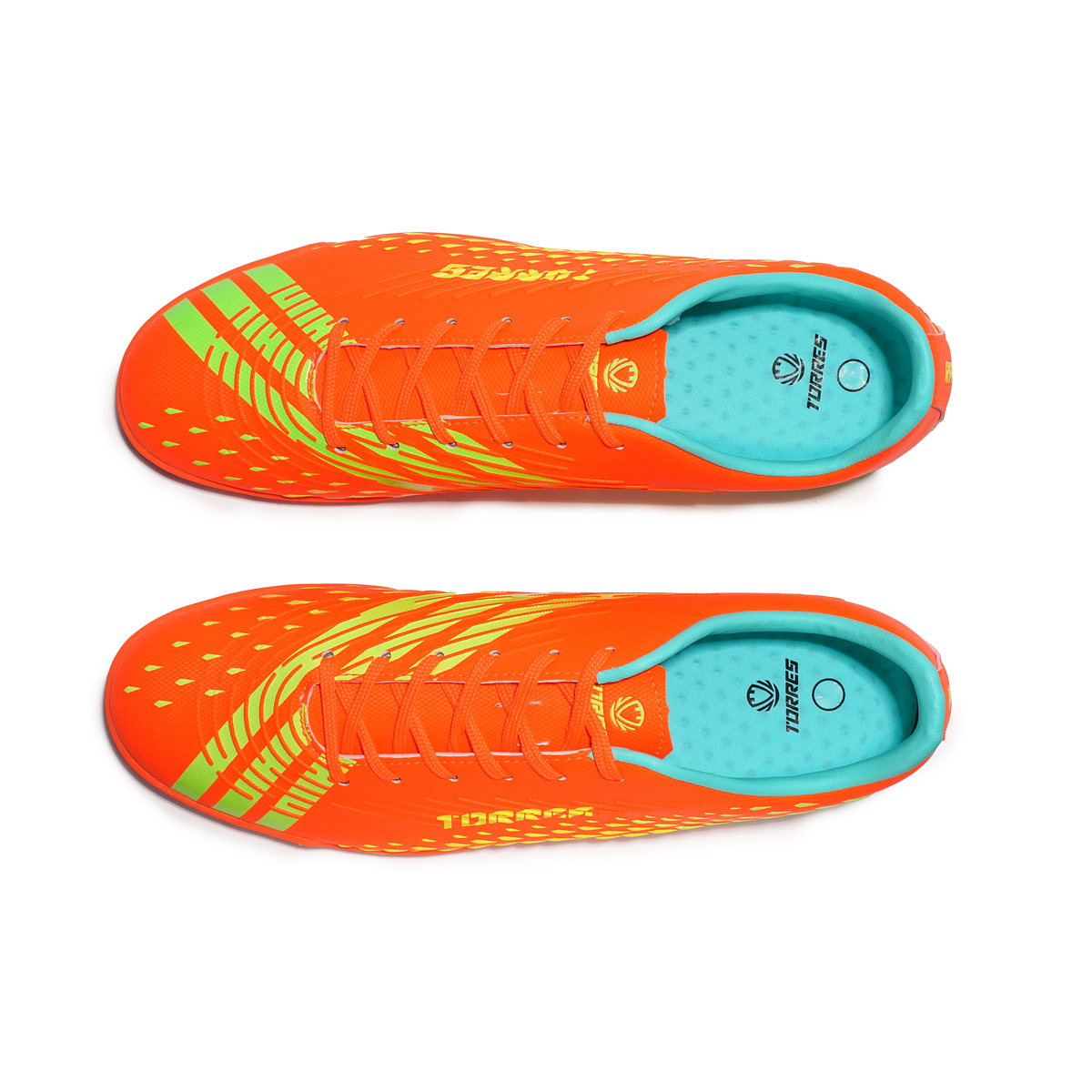 Бутсы зальные TORRES RAYO-J, Размер 34, Цвет Оранжевый/Желтый/Салатовый