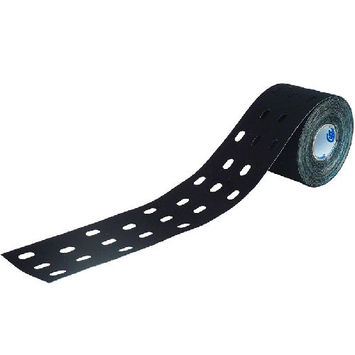 Тейп кинезиологический CureTape Punch, перфорированный, размер 5 см x 5 м, Цвет Черный