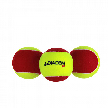 Мячи для большого тенниса детский DIADEM Stage 3 Red Ball, BALL-CASE-RED, 5-8 лет, упаковка 3 мяча