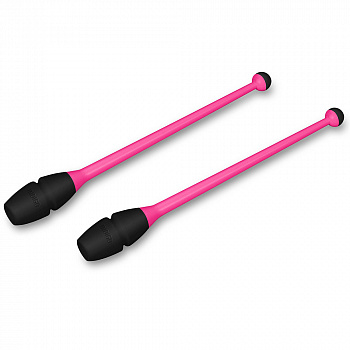 Булавы для художественной гимнастики INDIGO IN017, длина 36 см, пластик, каучук, вставляющиеся, розово-черные