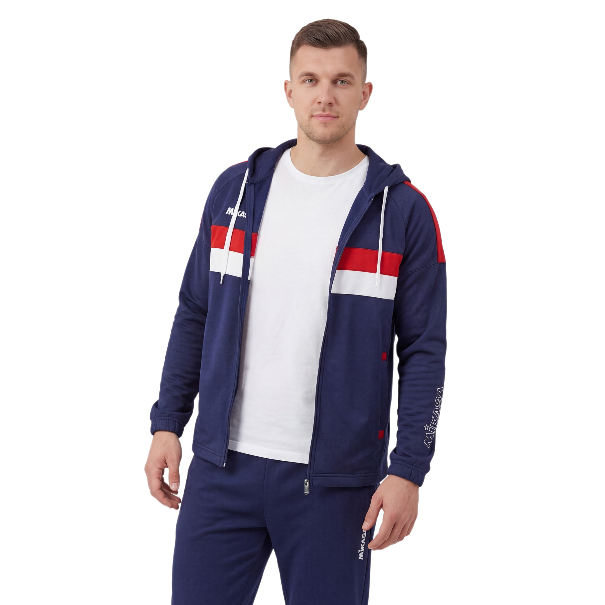 Костюм спортивный MIKASA, мужской с капюшоном, Размер l, Цвет Темно-синий